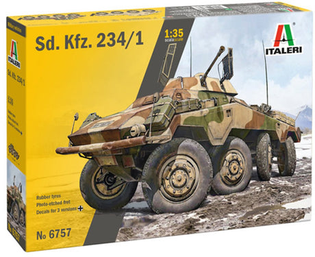 Italeri modelsæt militærkøretøjer - 6757 sd. kfz. 234 1 - Tysk panservogn - WWII rekognosceringskøretøj - militærkøretøj plast - 1:35 - modelfremstilling