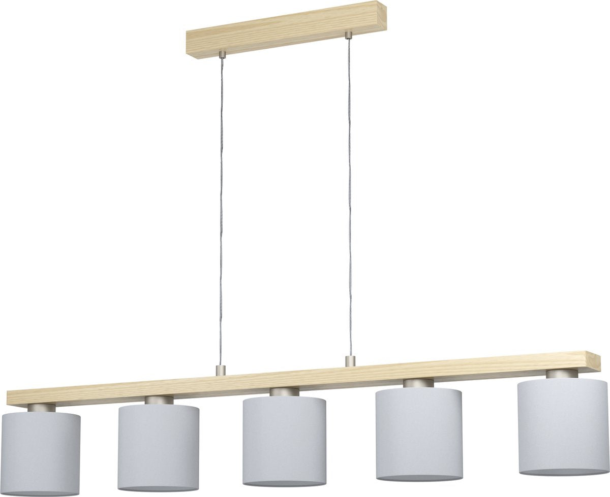 Eglo castralvo hanglamp - 5 lichts - e27 - nikkel mat - bruin