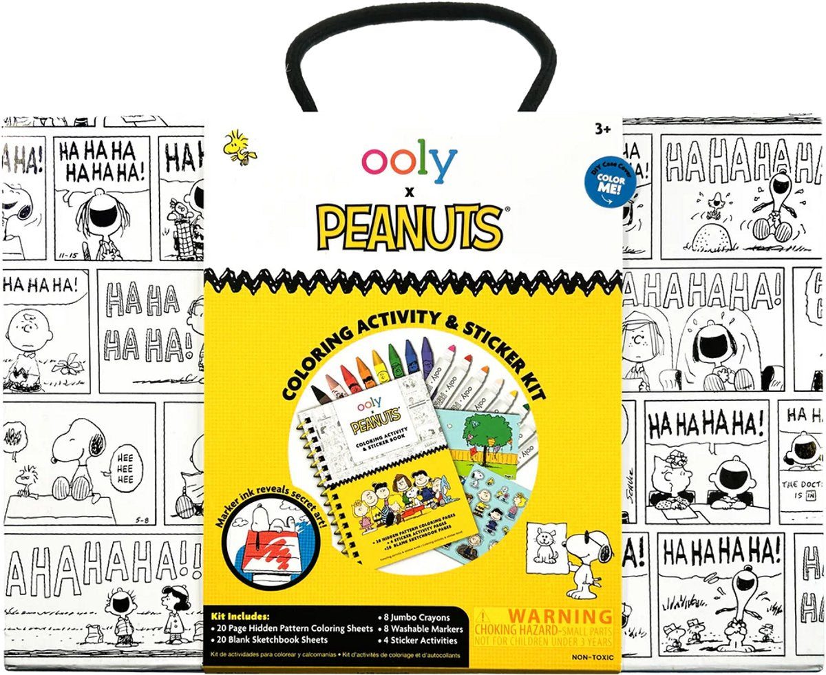 Ooly - x peanuts - snoopy farve- og klistermærkesæt - 8 vaskbare tuscher og farveblyanter
