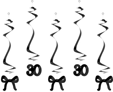 Partydeco 5 fødselsdag swirls 30 års fødselsdag med sort sløjfe