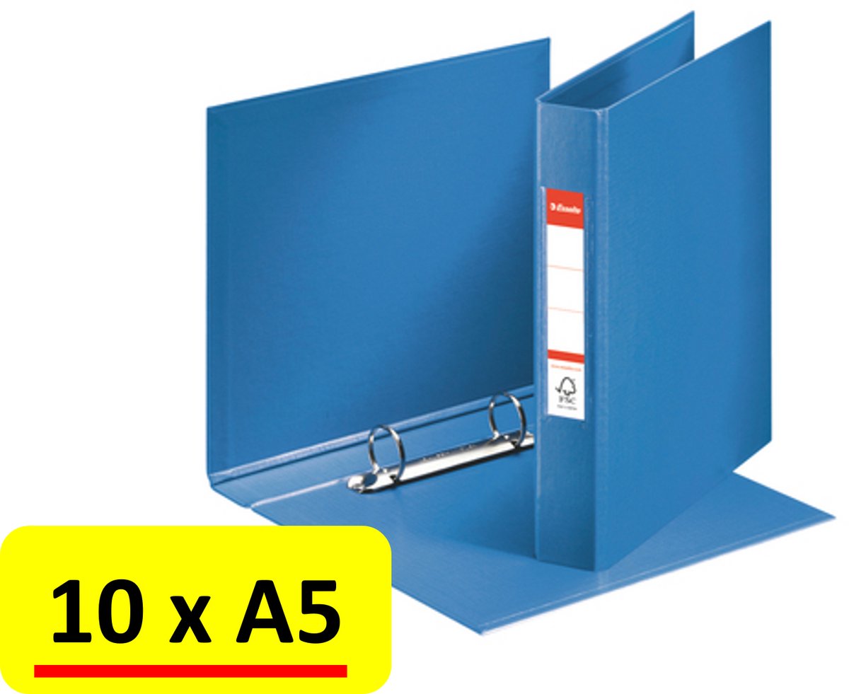 Esselte ringbind vivida a5 2r pp 25mm blå - 10 stk.