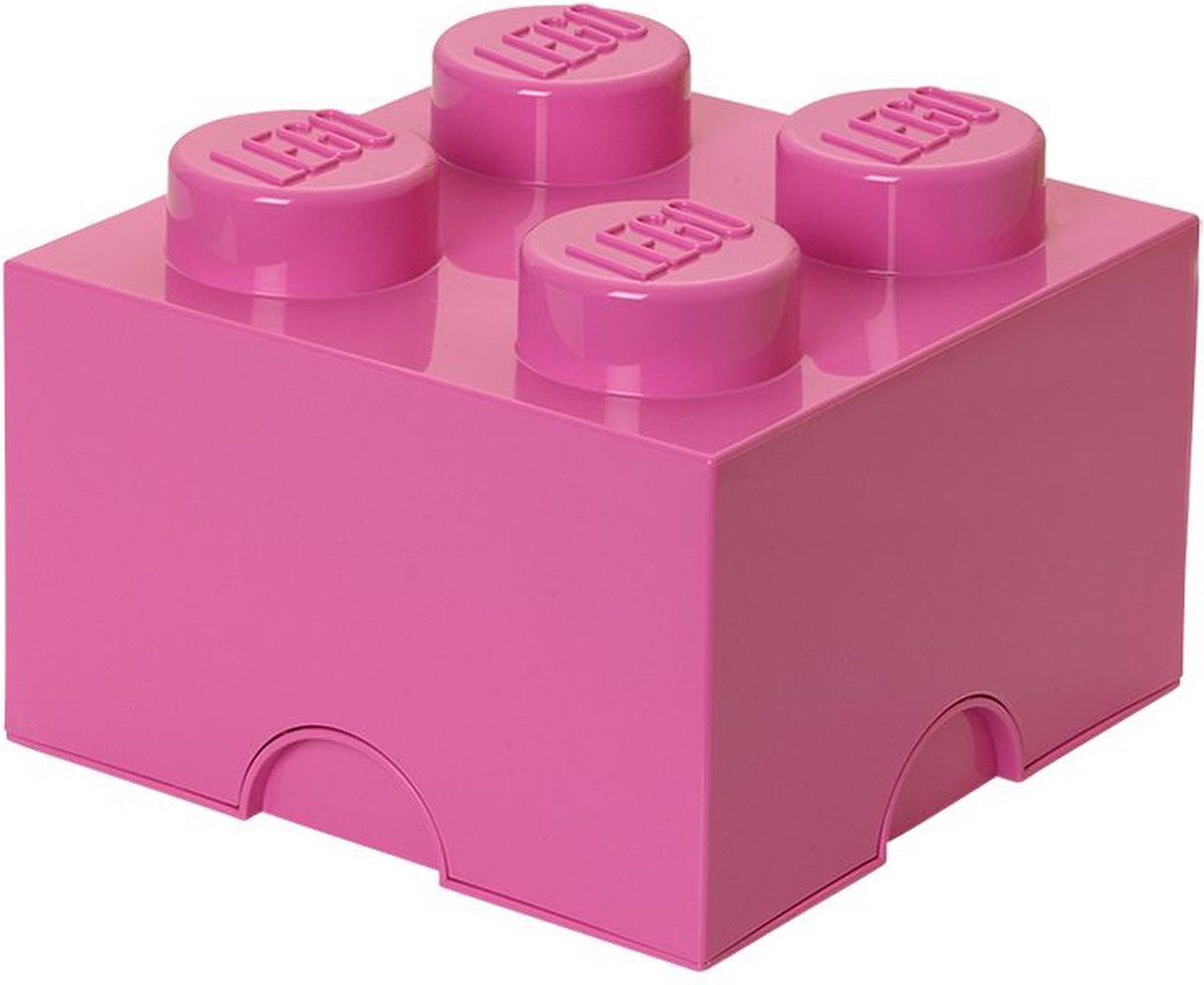 Lego - opbevaringsboks klods 4 - polypropylen - pink
