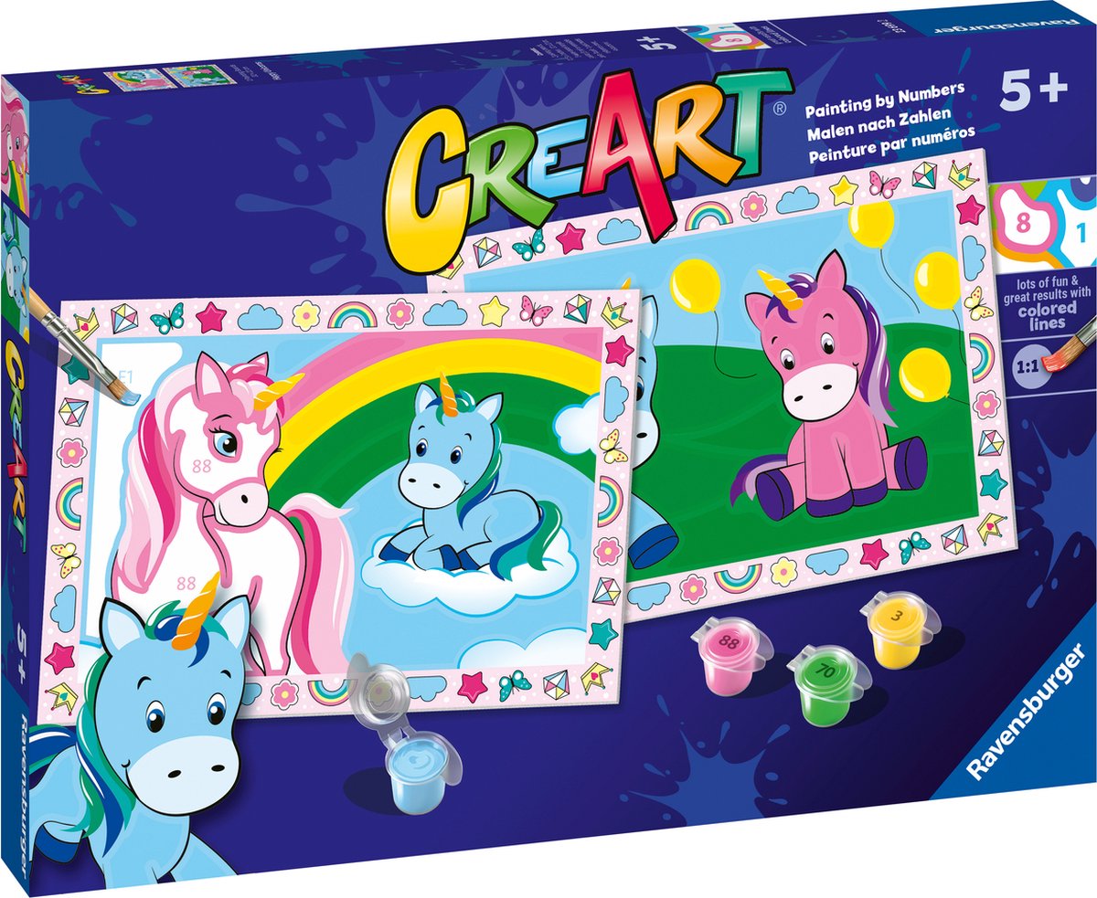 Ravensburger creart glade enhjørninger - mal efter tal til børn