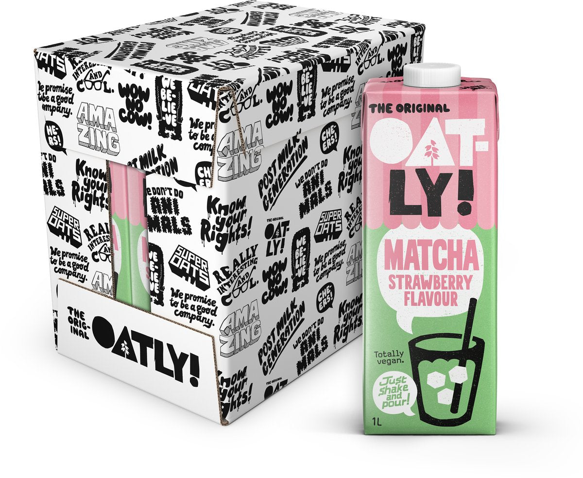 Oatly oat matcha jordbær - 6 x 1l værdipakke