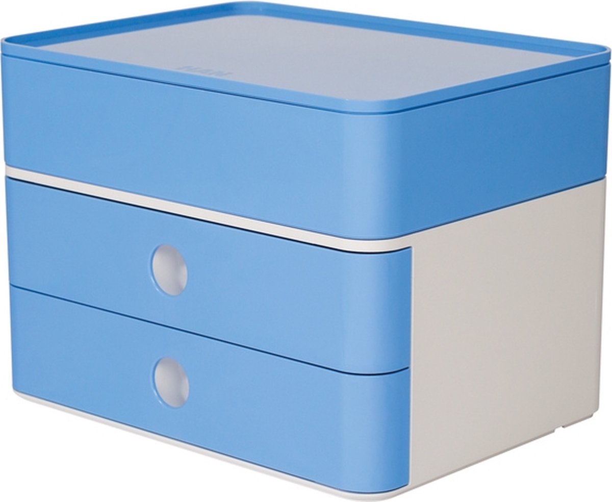 Han smart-box plus - allison - 2 skuffer + æske - hvid lyseblå - ha-1100-84