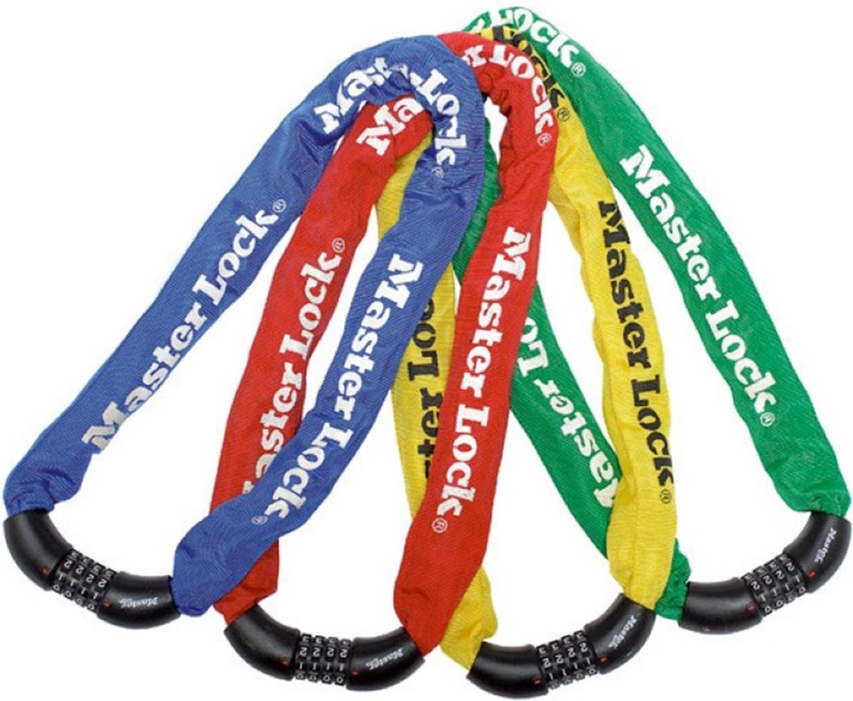 Masterlock stålkæde 90cm x ø 8mm med nulstillelig kombination 4-cifret nylon sl