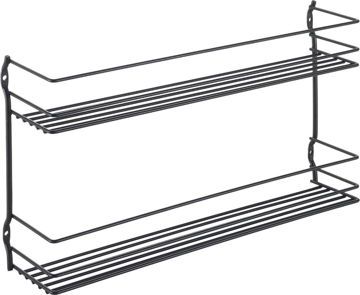 Metaltex - krydderihylde pepito 2 - krydderiorganisator - 2 niveauer - 36x8x19 cm - sort