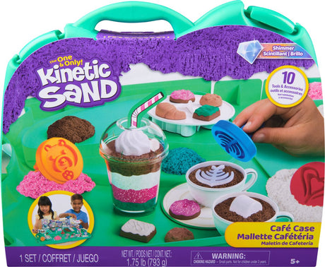 Kinetic sand - cafetaske med 793 g legesand i 4 farver 9 værktøjer og former opbevaringstaske