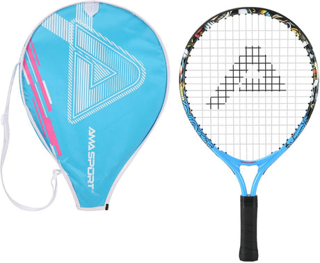 Ama sport børnetennisketcher graffitiblå 21 tommer - let juniorketcher med taske - ideel til begyndere -