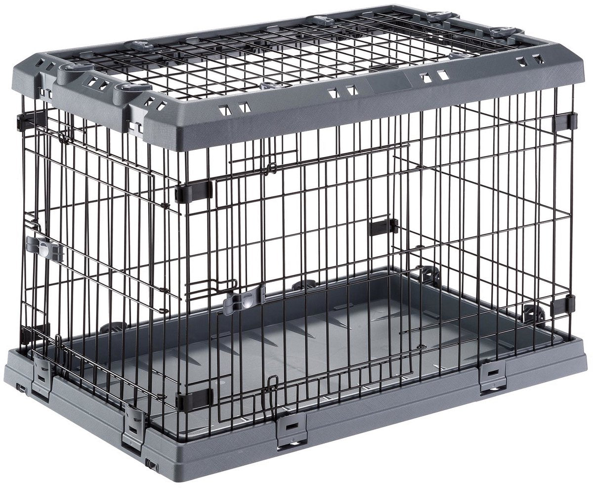 Ferplast superior hundekasse grå - bænk - 77x51x55 cm