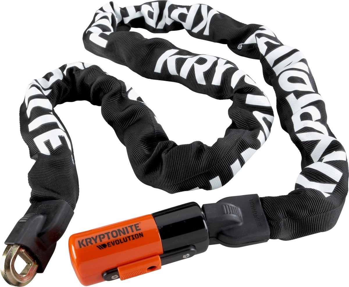 Kryptonite evolution 1012 kæde med integreret lås - art-3 kædelås cykel - cykellås kæde elcykel - 120 cm - stål - sort