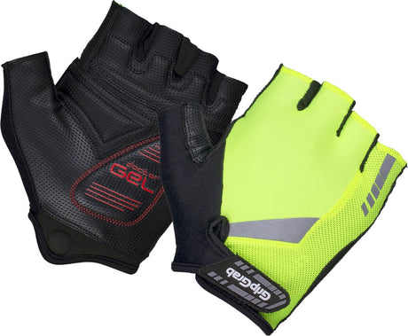 Gripgrab - progel polstret korte finger sommer cykelhandsker cykelhandsker med polstring - gul hi-vis - unisex - størrelse XL