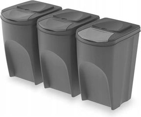 Prosperplast affaldsbeholder - 3x - grå - plast - 35 l