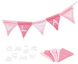 Goki Fabric Flag Line Lav lyserød med 10 flag og alfabetstegn