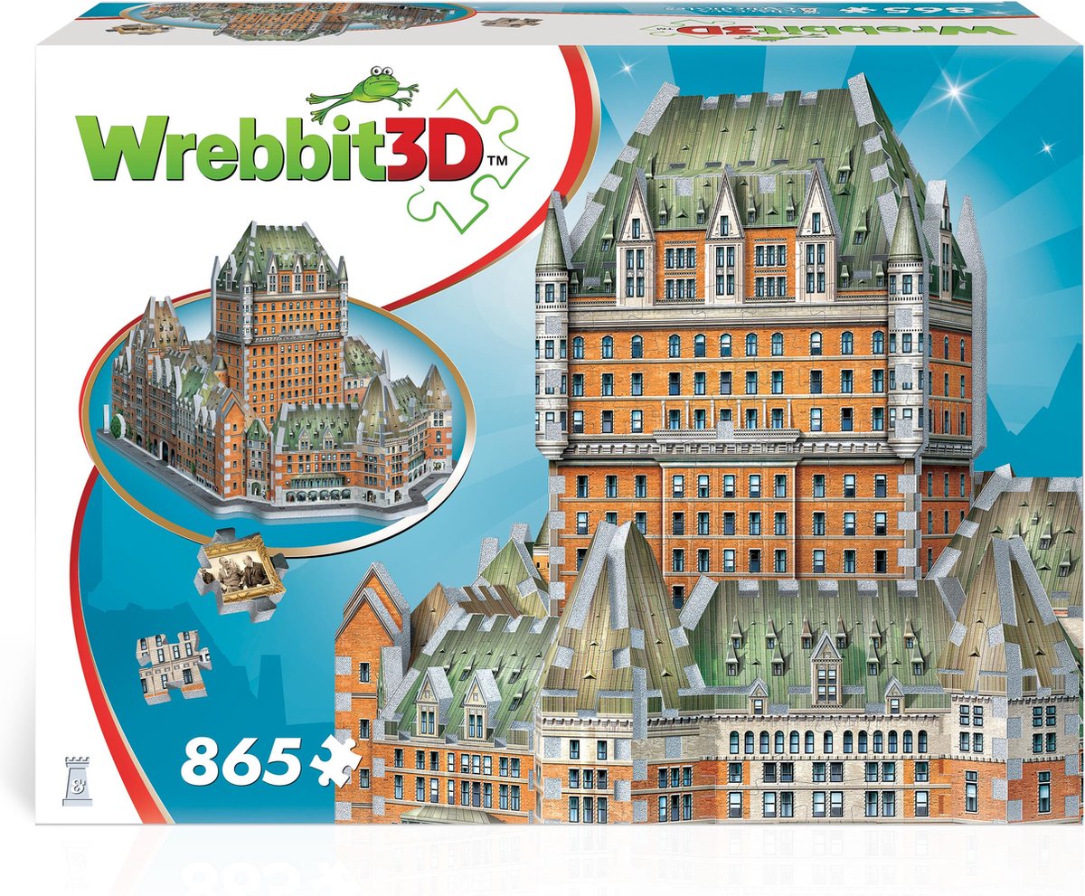 Wrebbit 3d puslespil - château frontenac - 865 brikker - byggesæt.