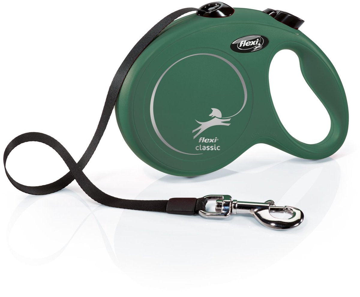 Flexi tilbagetrækkelig linje klassisk tape olivengrøn m - linje - grøn - grøn - op til 25 kg