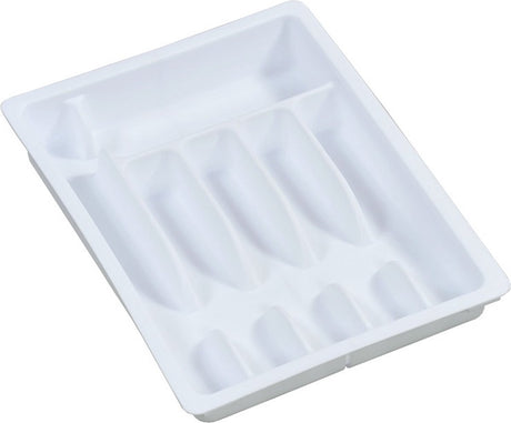 Kesper udtrækbar plastikbestikbakke | 6 rum -> kan udvides til 8 rum | opbevare bestik i skuffen | justerbar bestikbakke | 29-50 x 38 x 6,3 cm. | farve: hvid