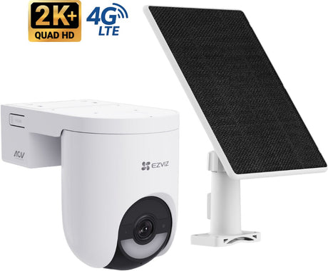 Ezviz hb8 lite 4g wifi 6 kit - 2k+ -ptz sikkerhedskamera 5w solpanel - 360° vision - ai detektion - farve nattesyn - sirene spotlight - ingen månedlige omkostninger