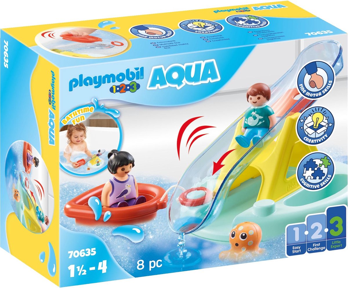 Playmobil 1.2.3 aqua svømmeø med vandrutsjebane - 70635