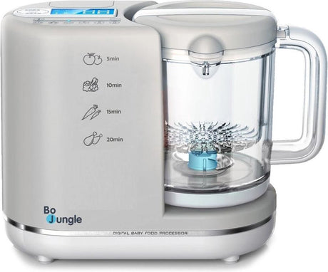 Bo jungle - foodprocessor - foodprocessor - kompakt - laver babymad - selvrensende - blender - dampende - flaskevarmer - 900 ml + 500 ml - enkelte dele tåler opvaskemaskine - digital babyfoodprocessor 6 i 1