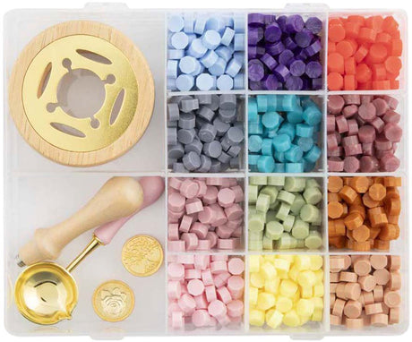 Creative craft group lakzegel set - incl. 12 kleuren, 2 stempels lepel
