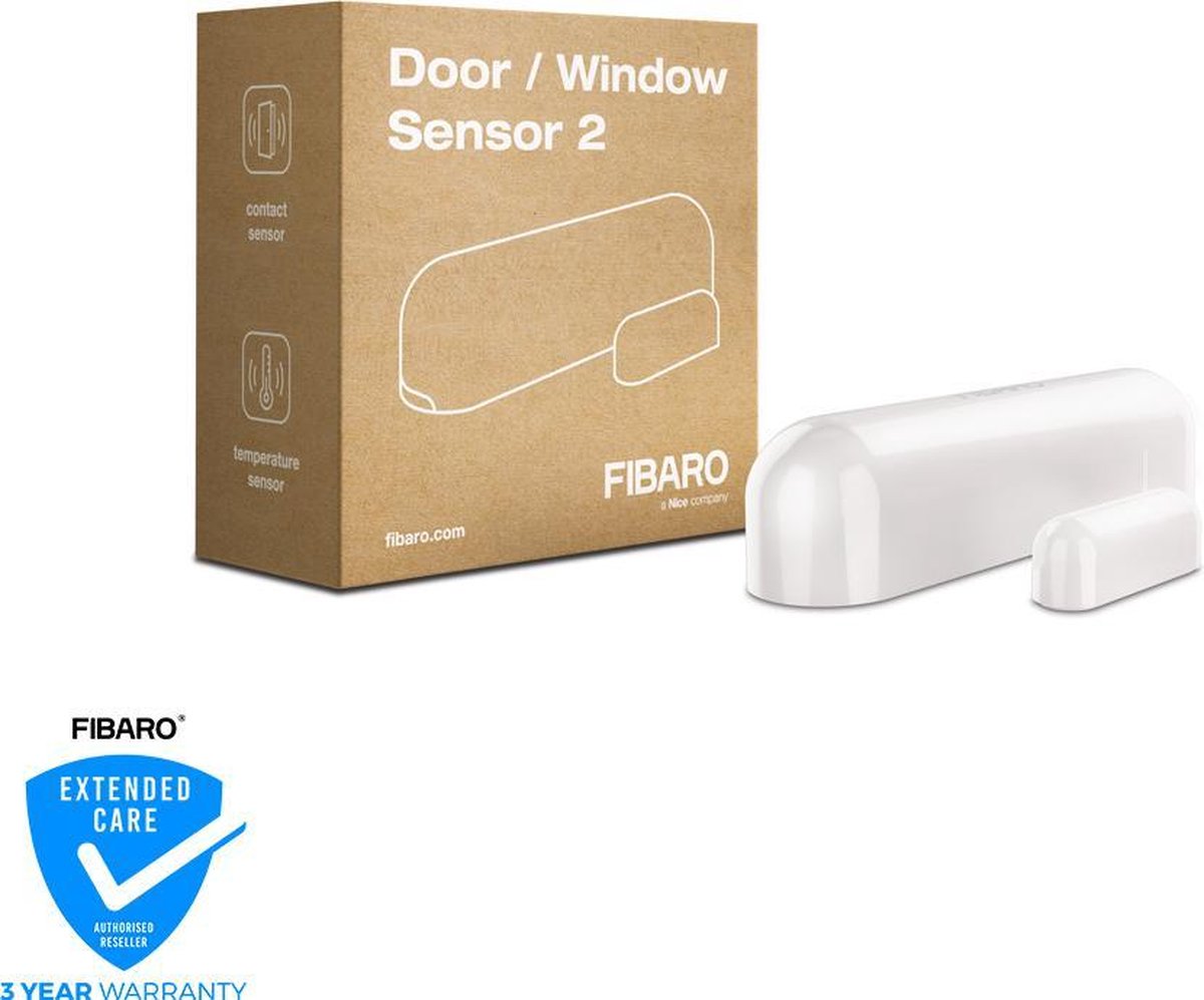 Fibaro dør-vindue sensor 2 - magnetisk kontakt sensor - hvid - fungerer med hjemmecentre, hjemlige og andre z-wave controllere