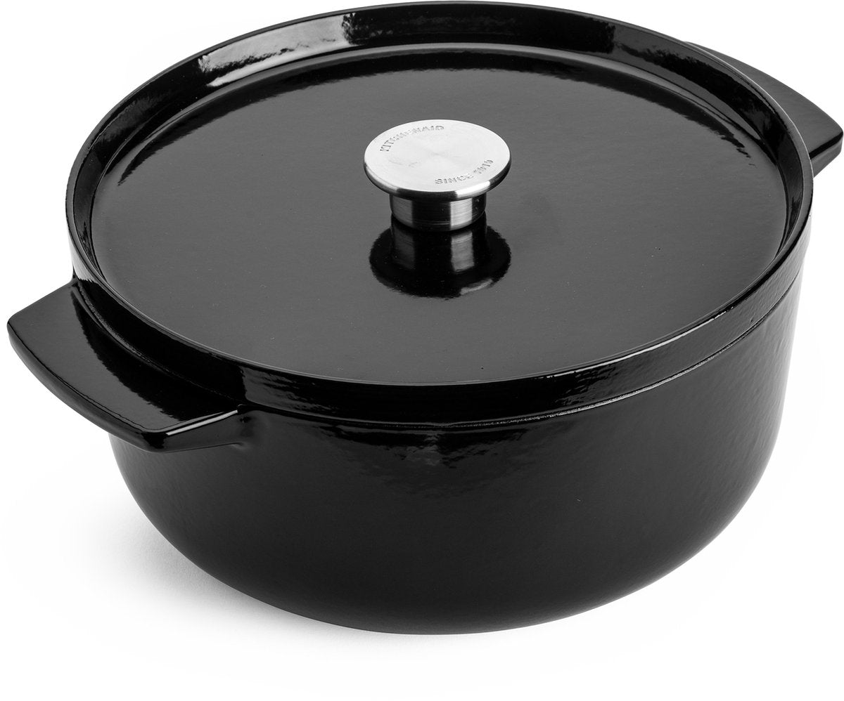 Kitchenaid stegepande 26cm - emaljeret støbejern - onyx sort - rund