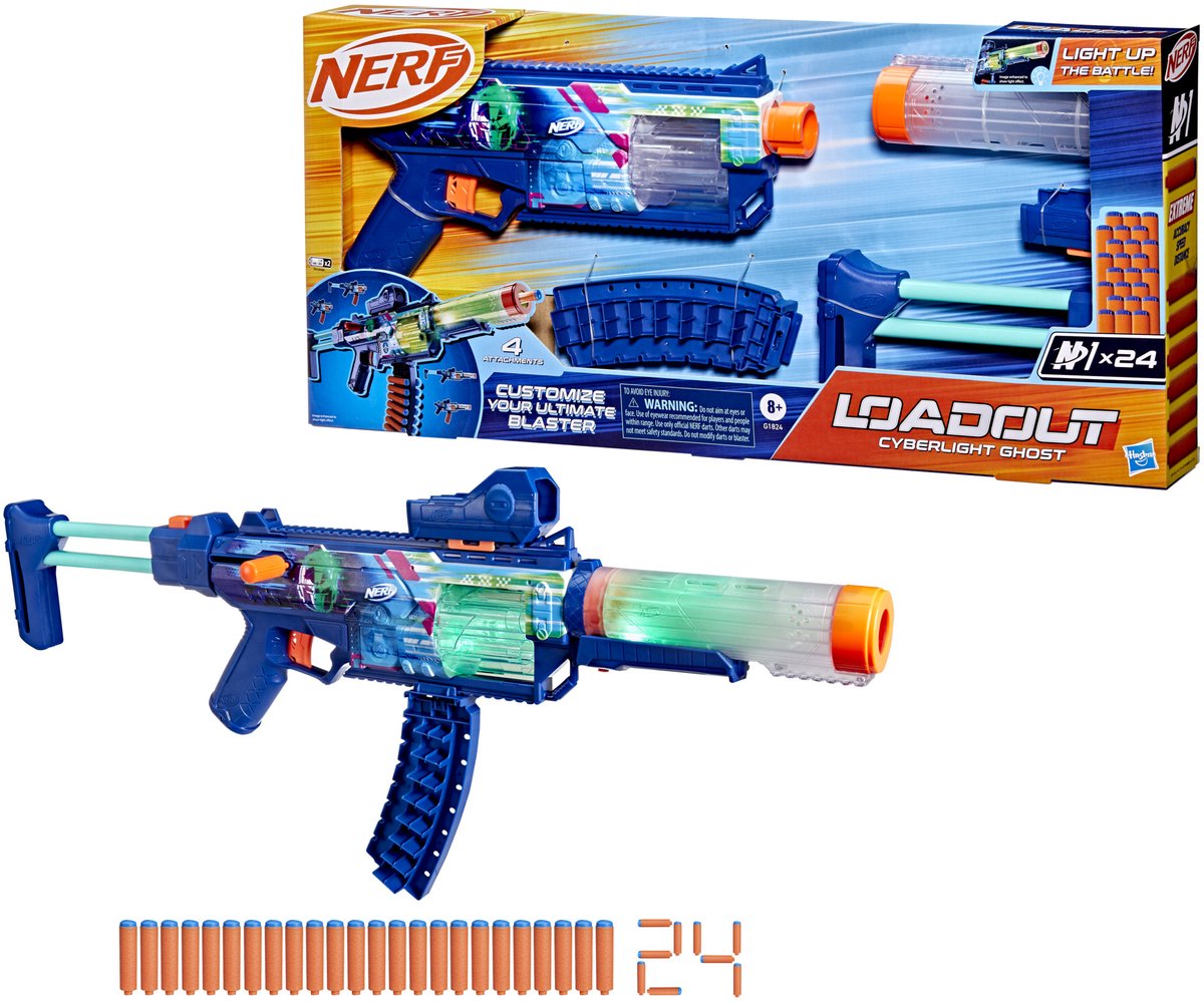 Nerf loadout cyberlight ghost blaster til skumdart og 24 n1 dart