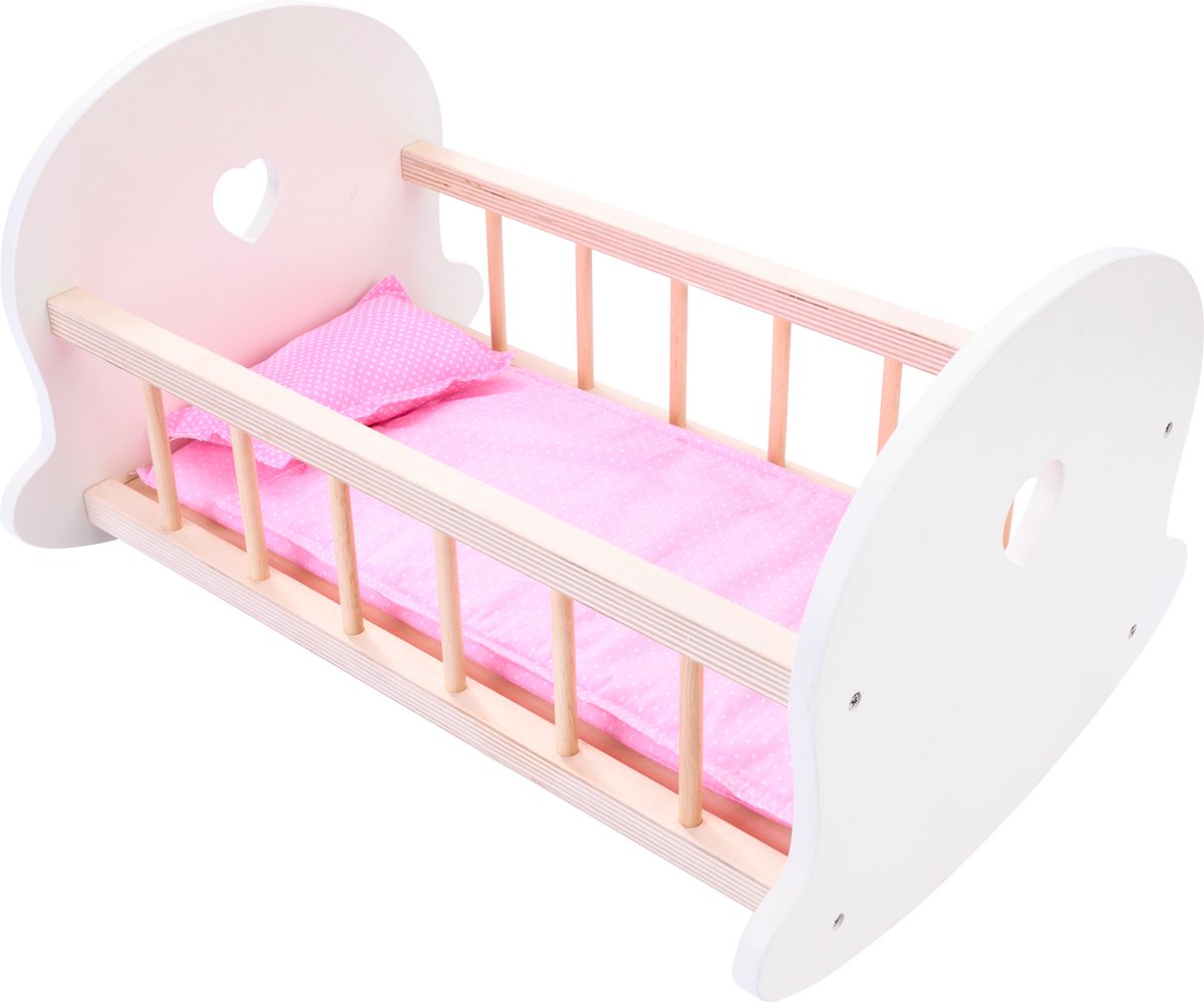 Longfield dukkeseng gyngevugge, pink hvid