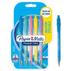 Paper mate flexgrip ultra kuglepenne med pastelfarver | mellempunkt (1,0 mm) | blåt blæk | 5 stk