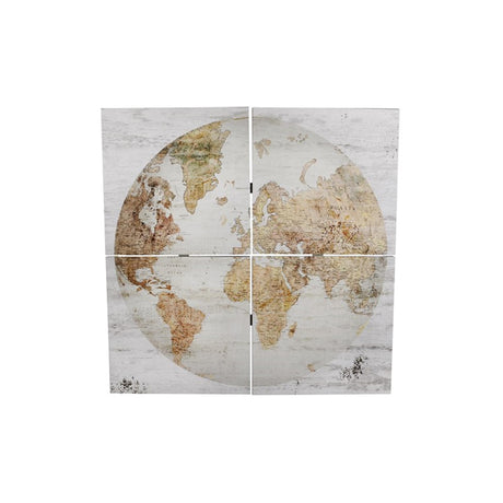 Cosydecor vægkort 'globe' 4-delt 80x80x3cm hvidt træ