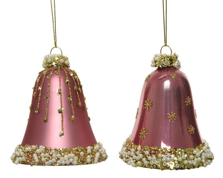 Decoris julevedhæng sæt ur sæt af 2 stk pink