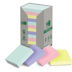Billede sticky notes post-it genbrugt 38 x 51 pk 24 papfarve sortiment