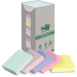 Post-it recycled notes sticky notes post-it recycled 76 x 76 pk 16 karton kleurenassortiment