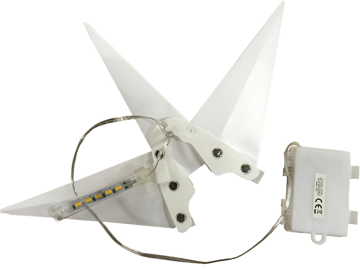 Svenska living star 3D lavet af plastik 35cm hvid med 4xLED varm hvid og timer virker på 3xaa (ekskl.) batterier