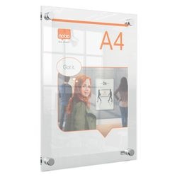 Nobo premium plus vægmonteret a4 plakatramme til dokumenter, plakater - med hjørnemontering - gennemsigtig akryl