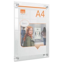 Nobo premium plus flytbar a4 plakatramme til væggen - med sugekopmontering - gennemsigtig akryl