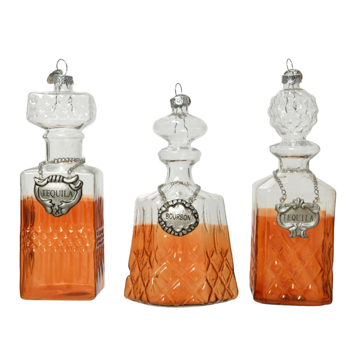 Decoris julevedhæng drikkeflaske glas 6,3x6,3x12,3cm 3 assorteret