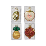 Decoris julevedhæng frugtglas ananas granatæble æblepære 5x7cm