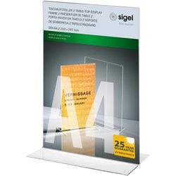 Sigel - tafelstandaard - a4 - glashelder - recht - t-standaard - acrylkaarthouder - si-ta220