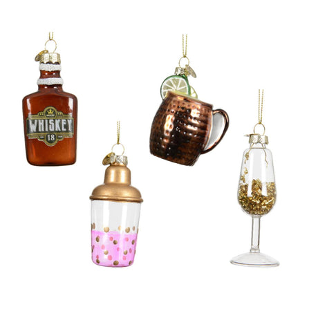 Decoris julevedhæng drikkeflaske glas ø8,5cm