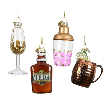 Decoris julevedhæng drikkeflaske glas ø8,5cm
