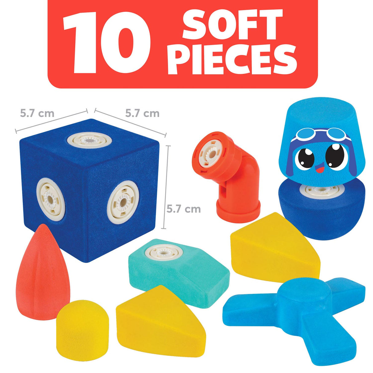 Blockaroo magnetiske skumblokke flyboks, 10 stk.