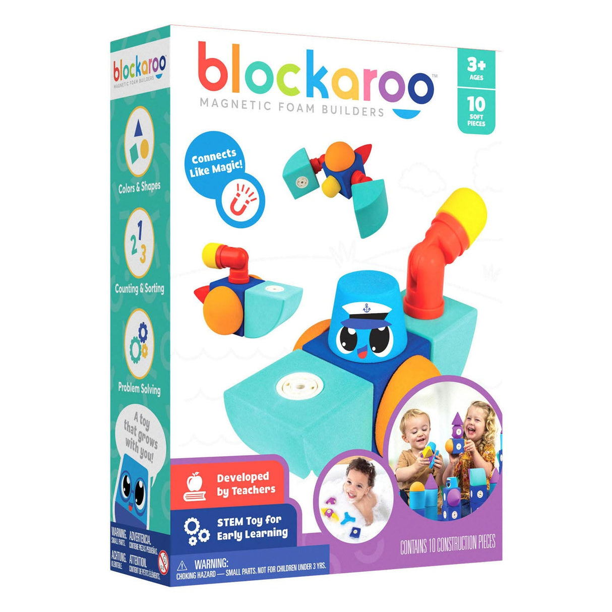 Blockaroo magnetiske skumblokke bådkasse, 10 stk.