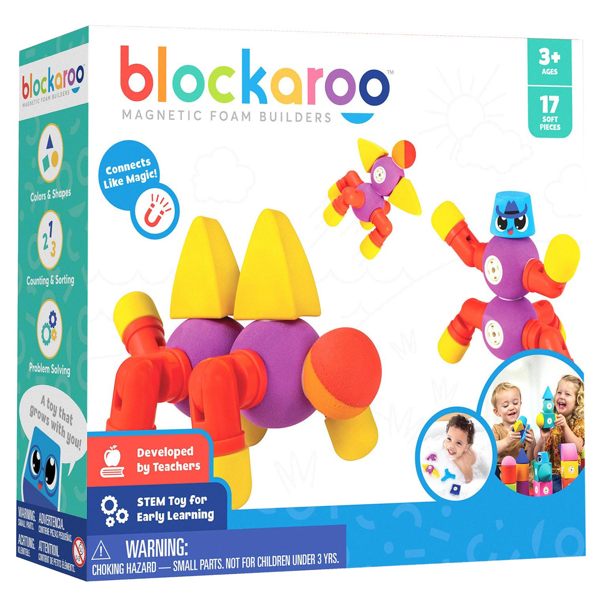 Blockaroo magnetiske skumblokke dyr, 17 stk.