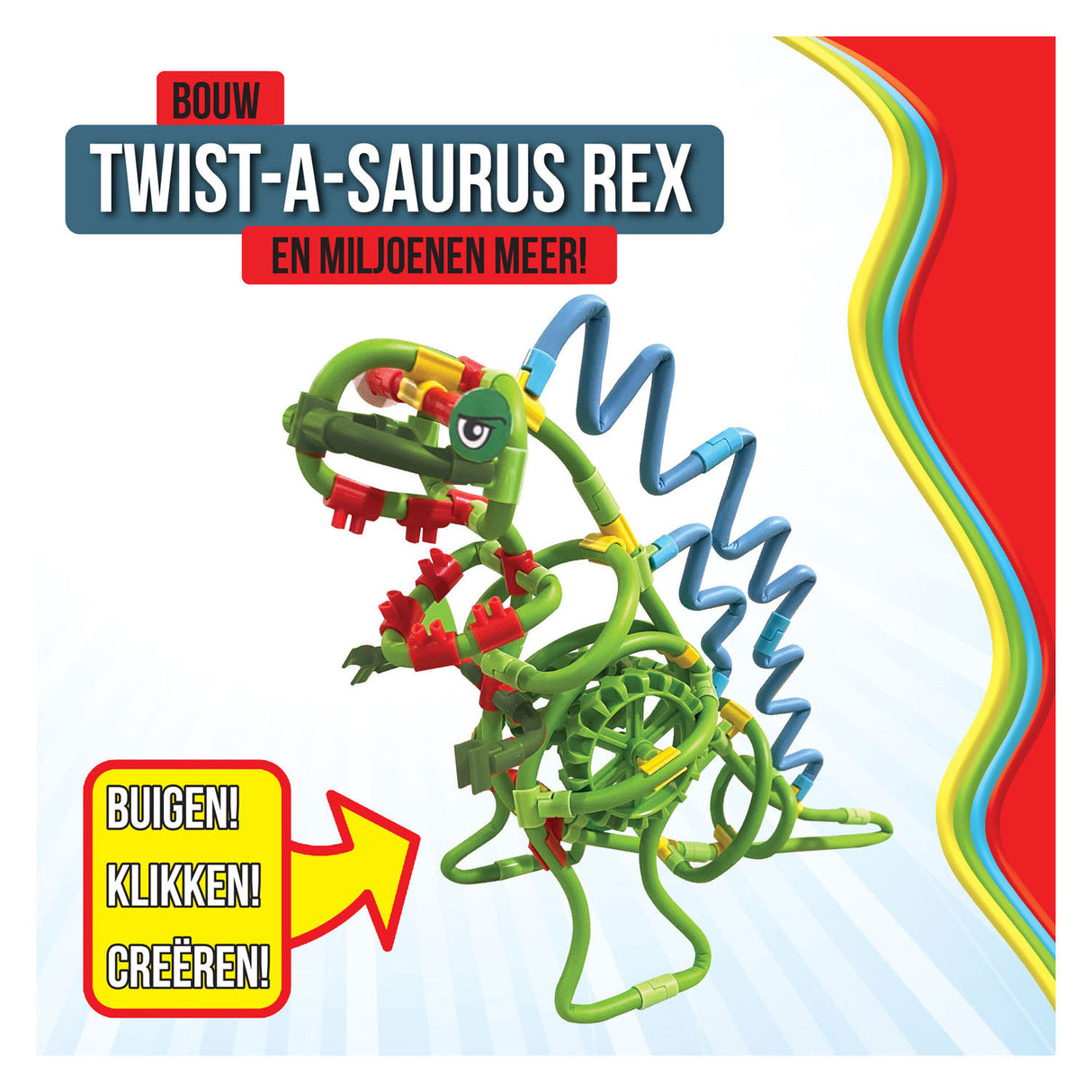Spaghetteez twist-a-saurus rex fleksible byggestænger, 64 stk.