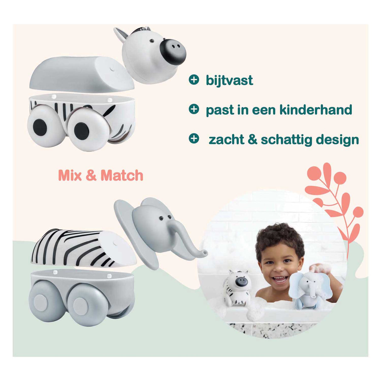 Magimals wheely safari box - interaktive magnetiske dyr på hjul (6 stk.). sjovt og kreativt legetøj, perfekt til badet eller på farten!