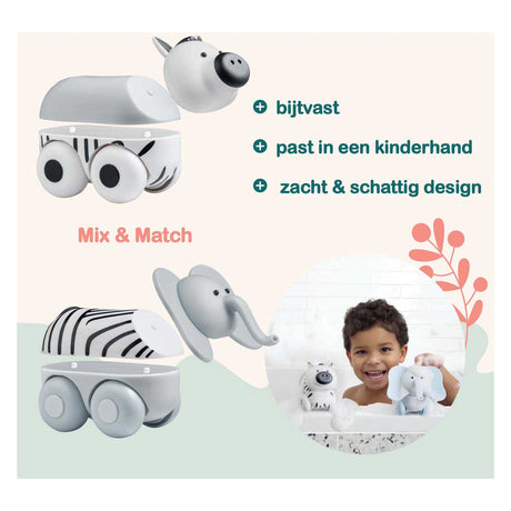 Magimals wheely safari box - interaktive magnetiske dyr på hjul (6 stk.). sjovt og kreativt legetøj, perfekt til badet eller på farten!