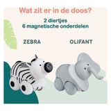 Magimals wheely safari box - interaktive magnetiske dyr på hjul (6 stk.). sjovt og kreativt legetøj, perfekt til badet eller på farten!