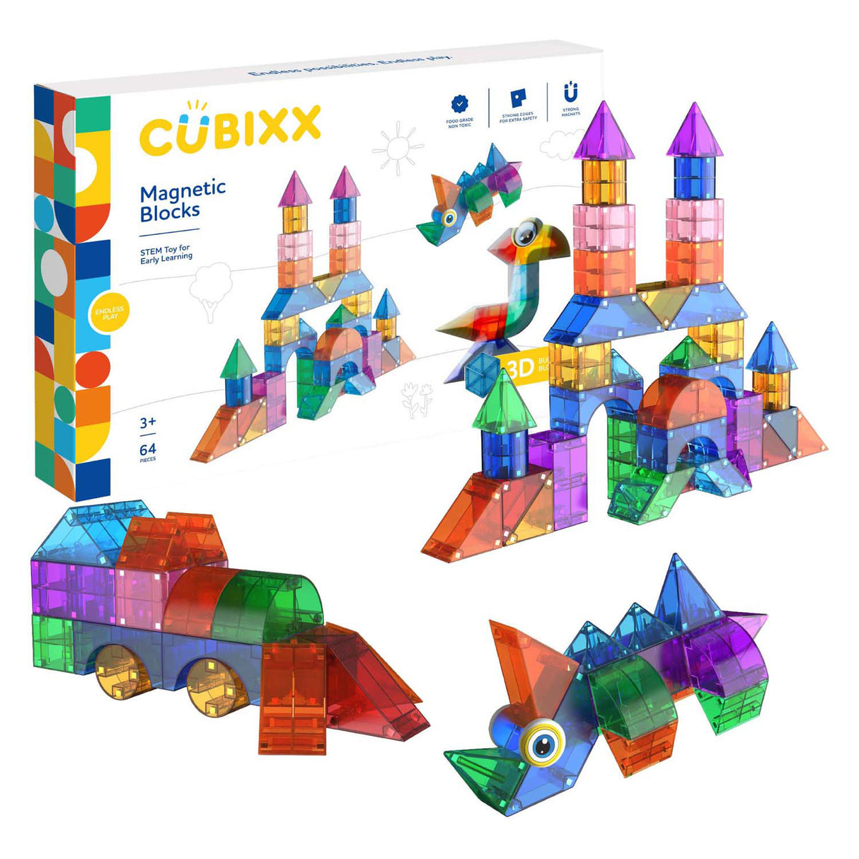 Clics cubixx magnetisk byggelegetøj - 64 stk.